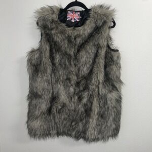 Miss London Faux Fur Vest Womens X-Large Ombre‎ Shaggy Mobwife Boho